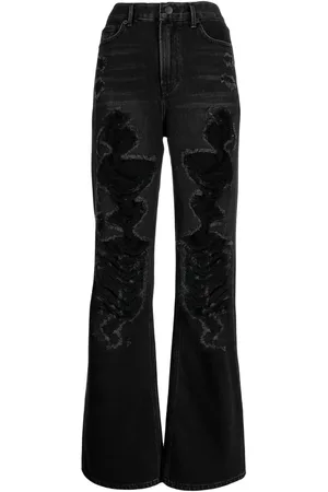 GOEN.J Højtaljede jeans med lige ben og slitageeffekt