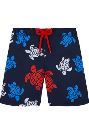Vilebrequin Badeshorts med skildpaddetryk og logo-applikation