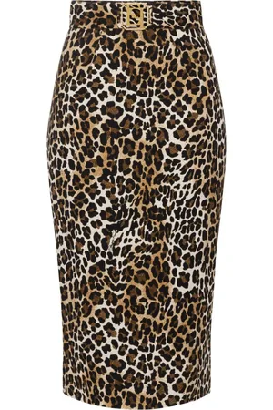 Elisabetta Franchi Mellemlang Animalier nederdel i crepe