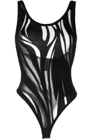 MUGLER Bodysuit med gennemsigtig mesh