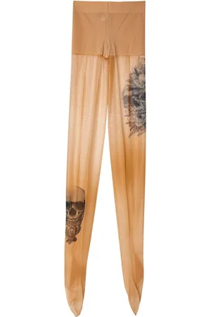 JUNYA WATANABE Tights i mesh med grafisk tryk