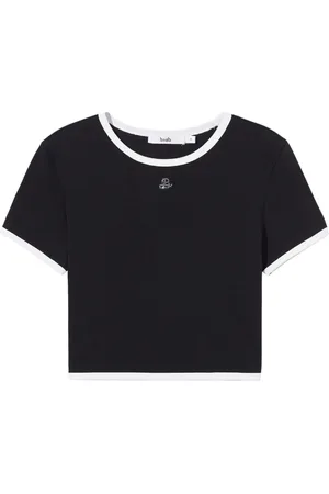 B+AB T-shirt med rhinsten-logo og kontrastkant