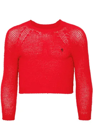 DOUBLET Cropped trøje i kraftig strik