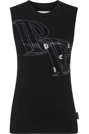 Philipp Plein Tanktop med krystaludsmykning og logo