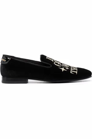 Philipp Plein Loafers i velour med Money-broderi