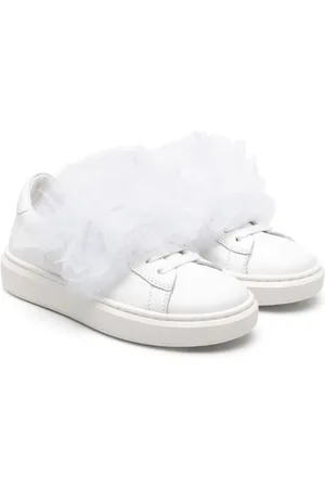Elisabetta Franchi Sneakers i læder med tyl-flæser