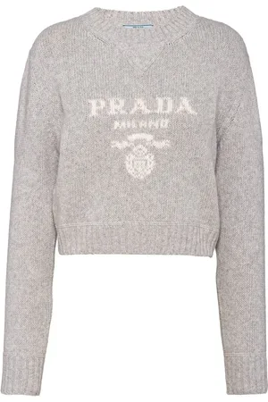 Prada Intarsiastrikket trøje med logo