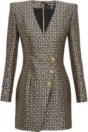 Balmain Kort blazer-kjole med monogramtryk