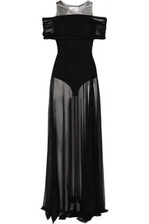Atu Body Couture Lang kjole med rund hals og mesh