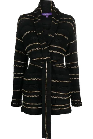 Ralph Lauren Langærmet cardigan med kontrastsyninger og bælte