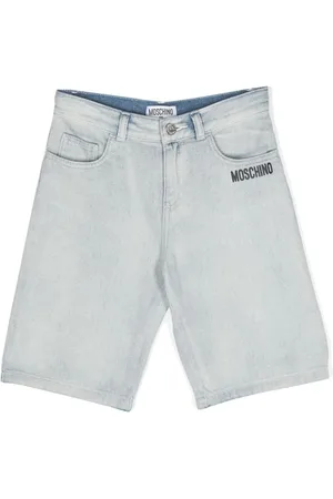 Moschino Knælange denimshorts med logotryk