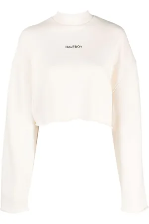 Halfboy Cropped sweatshirt med broderet logo