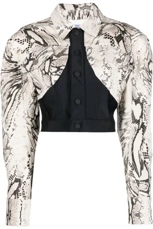 MUGLER Cropped denimjakke med paneler