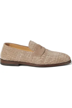 Brunello Cucinelli Vævede loafers i ruskind