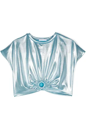 MISS GRANT Cropped T-shirt i lamé med ringudsmykning