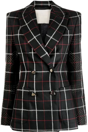 Elie saab Blazer med ternet mønster og hakrevers