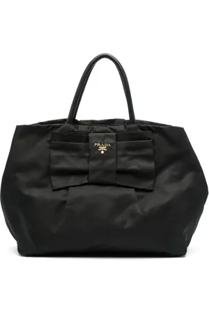 Prada Håndtaske med sløjfedetalje og logobogstaver fra 90