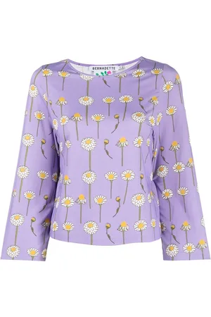 Bernadette T-shirt med rund hals og marguerit-tryk