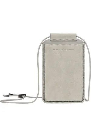 Brunello Cucinelli Mobilholder i læder med præget logo