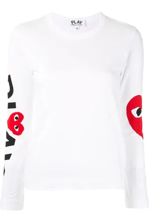 Comme des Garçons Top med rund hals og logotryk