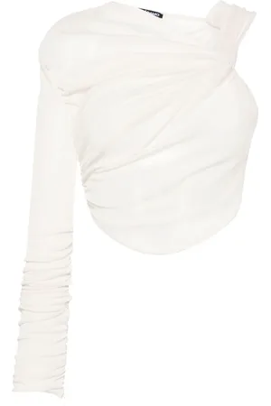 ANDREADAMO Asymmetrisk ribbet top i jersey