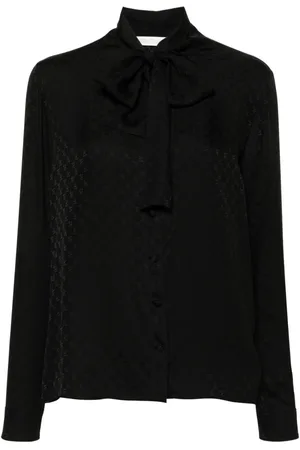 Palm Angels Silkebluse med monogram-jacquard