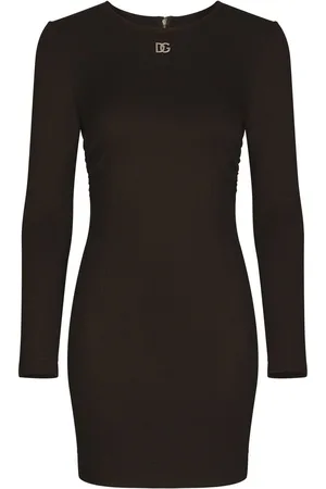 Dolce & Gabbana Kort Milano-ribbet kjole med DG-logo