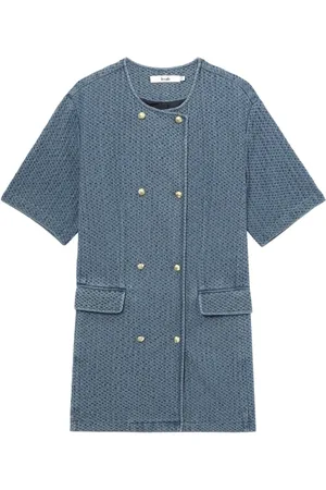 B+AB Kort dobbeltradet kjole i tekstureret denim