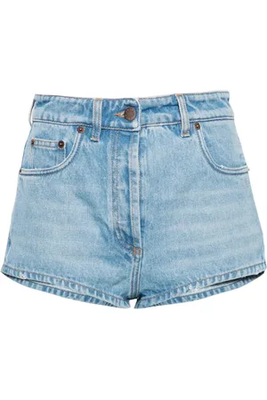 Prada Korte denimshorts med trekantet logo
