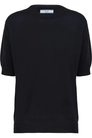 Prada Strikket top i kashmir med trekantet logo