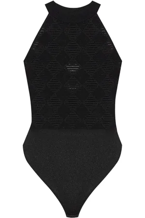 Balmain Bodysuit i geometrisk jacquard med høj hals