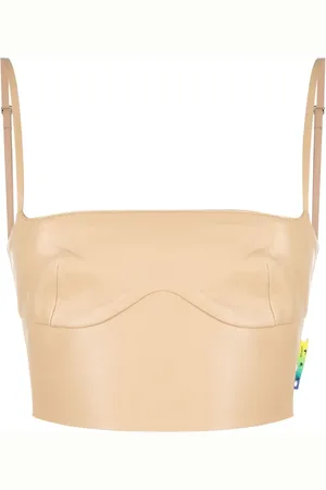 OFF-WHITE Cropped bustier-top i læder