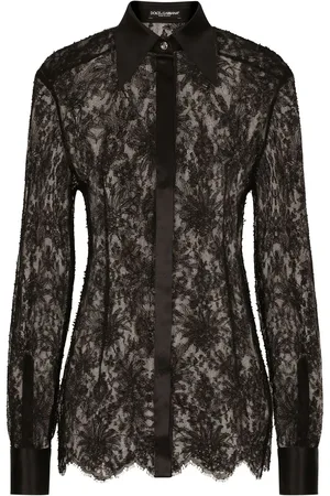 Dolce & Gabbana Halvgennemsigtig skjorte med blomstrede blonder
