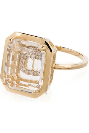 Mateo 14 karat guldring med C bogstav og diamanter