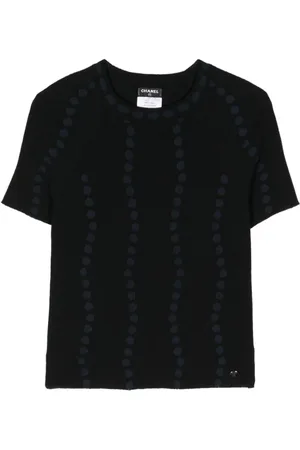 CHANEL T-shirt med polkaprikket broderi fra 00