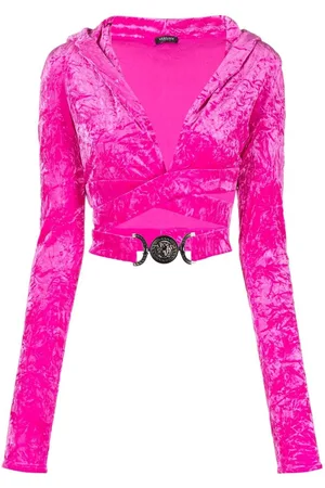VERSACE Top i velour-finish med krydsende detalje