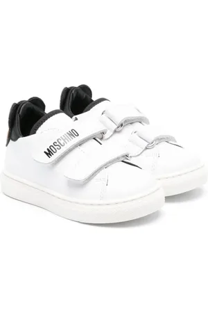 Moschino Sneakers i læder med bamsemotiv og burrelukning