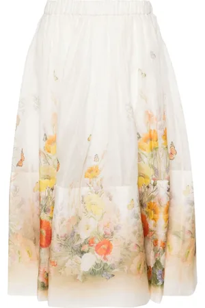 ZIMMERMANN Mellemlang Tranquility nederdel med blomstret tryk