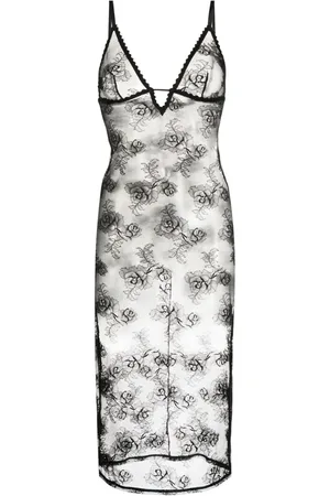 FLEUR DU MAL Bouquet slip-kjole med blonder