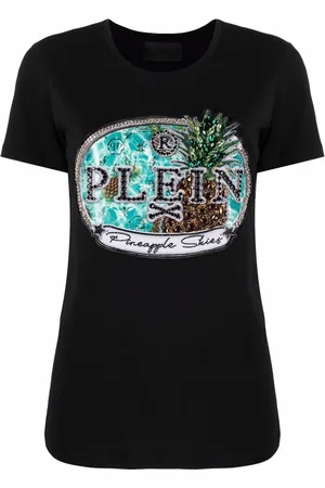 Philipp Plein Kortærmet T-shirt med krystaludsmykning