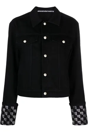 Alexander Wang Jakke i denim med rhinstenudsmykket logo