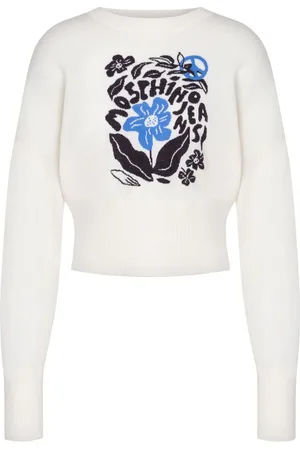 Moschino Blomstret intarsiastrikket trøje i uld
