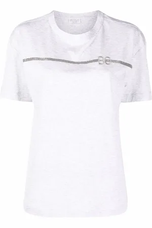 Brunello Cucinelli T-shirt med broderet logo og Monili-kæde
