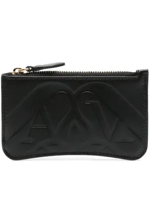 Alexander McQueen Pung i læder med præget logo
