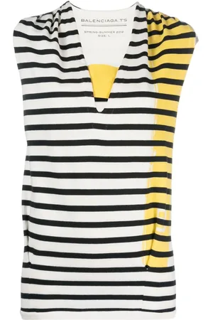 Balenciaga Stribet top med V-hals fra 2012