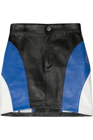 Vetements Kort nederdel i læder med colourblock