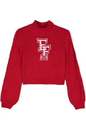 Elisabetta Franchi Intarsiastrikket sweater med logo