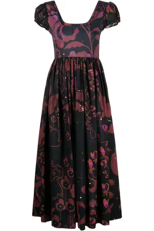 Cynthia Rowley Blomstret midi-kjole med empire-snit