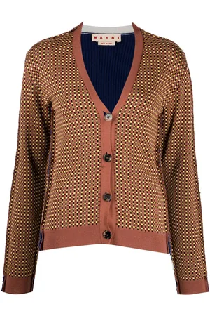 Marni Cardigan med V-hals og grafisk tryk