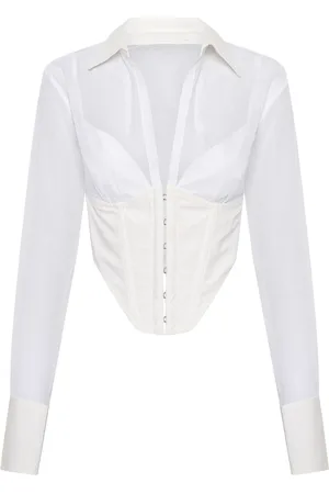 DION LEE Grid gennemsigtig korset-skjorte